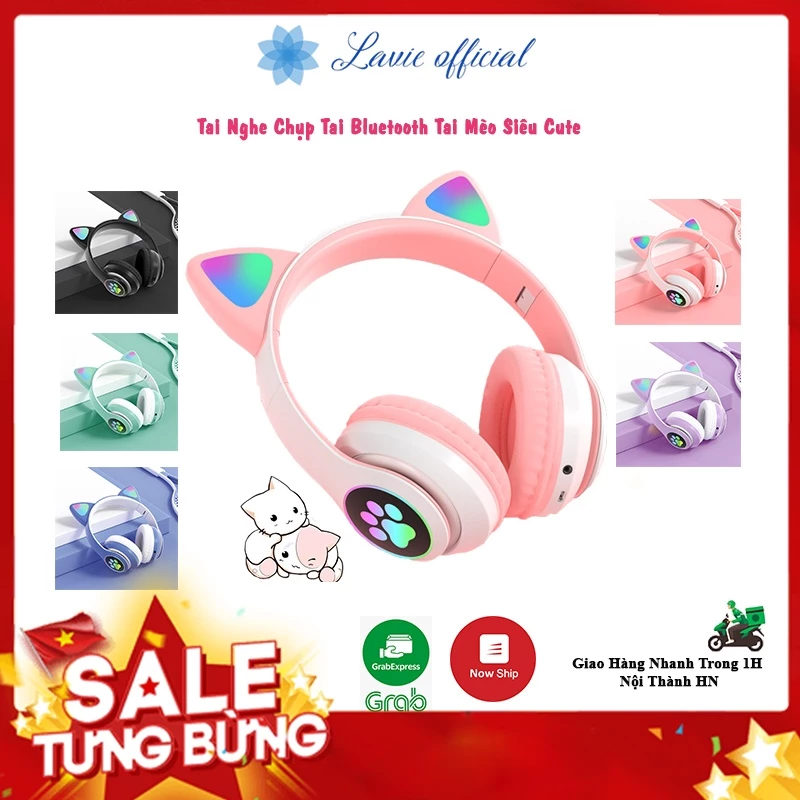 [Sẵn Hàng] Tai Nghe Mèo Chụp Tai Bluetooth Dễ Thương| Headphone Bluetooth 5.0 Có Mic, Âm Thanh Sống Động, Led Siêu Nhạy