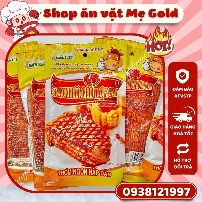 Snack hương bò thơm cay, sườn bò miếng Thiên Long (gói 30g)