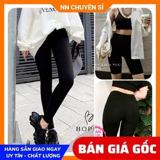 Quần legging dài ngố lửng nữ ôm body nâng mông cạp cao Vải Thun loại 1 mềm mịn mát co giãn tốt đủ size đến 70 ký