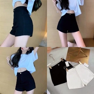 Quần Short Lưng Cao Kaki Jean TRẮNG / ĐEN Chất Jean Dày Dặn Siêu Hot 2021 A26