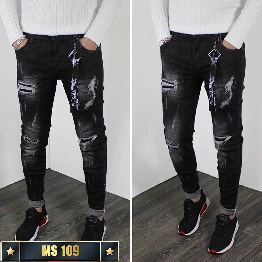 Quần jean nam co giãn rách xước, quần bò nam phong cách trẻ trung năng động Bi shop ms109