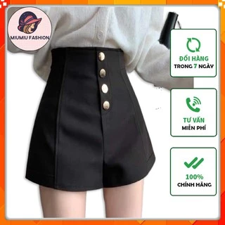 Quần shorts nữ cạp cao 4 cúc - Quần đùi nữ lưng cao cạp cách điệu