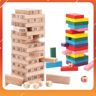 Bộ đồ chơi rút gỗ loại to đẹp domino montessori, đồ chơi trí tuệ giúp bé phát triển tư duy sáng tạo và khả năng khéo léo