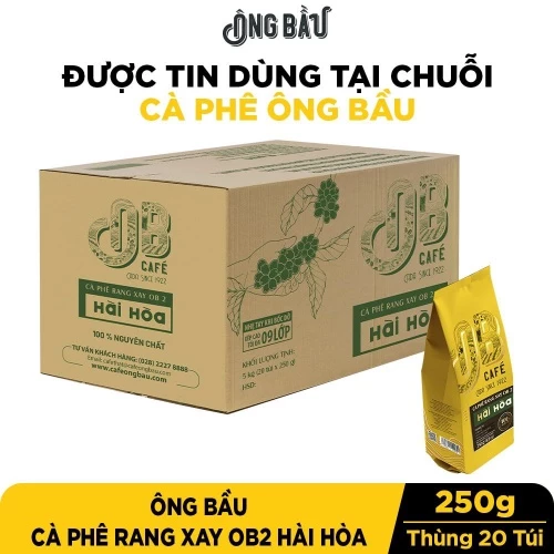 ÔNG BẦU - Thùng 20 Túi Ông Bầu Cà Phê Rang Xay OB2 - Hài Hòa - Túi 250g