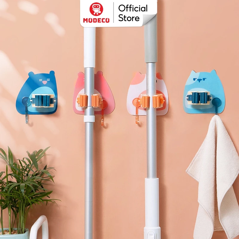 Móc Dán Tường Kẹp Giữ Cây Lau Nhà, Treo Chổi, Treo Ô - Keo Dày Siêu Dính, Chịu Lực Chắc Chắn 6kg - Modeco