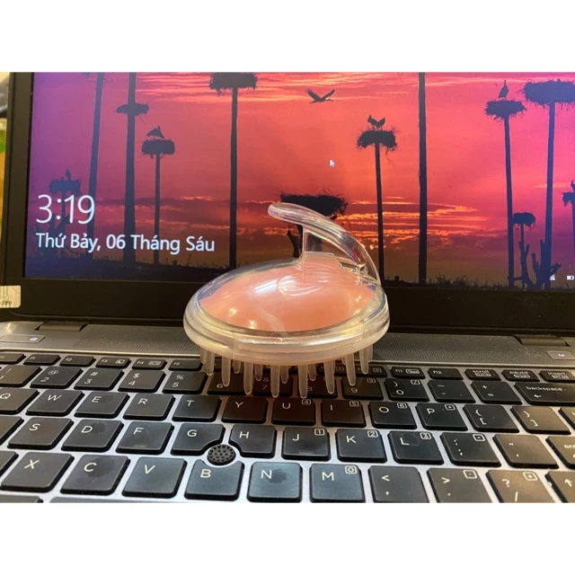 Lược gội đầu TRÒN  silicon dưỡng sinh massage da đầu