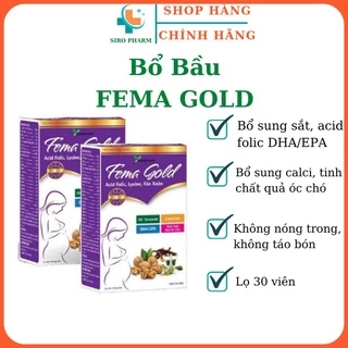 Bổ bầu Fema Gold bổ sung vitamin, khoáng chất, sắt, canxi cho thai nhi phát triển khỏe mạnh ( Lọ 30 viên)