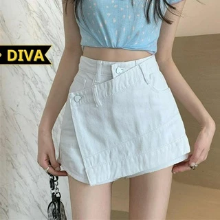 Quần giả váy đắp chéo tà kiểu váy chữ A kaki nữ dáng ngắn DIVA QU02