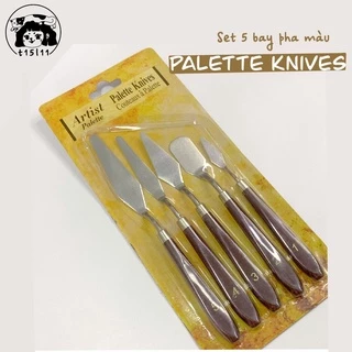 [t15l11] Set 5 bay pha trộn màu Palette Knives