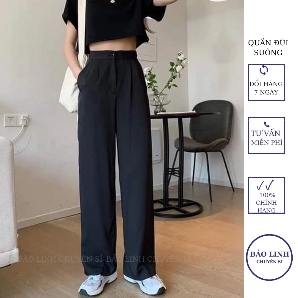 Quần Suông Ống Rộng Lưng Cao Nữ ,Quần culottes Dáng Xuông GU Chất Đũi Đen Trắng Be