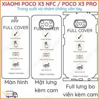 Dán PPF bóng, nhám cho Xiaomi Poco X3 nfc / Poco X3 Pro màn hình, mặt lưng, full lưng viền siêu bảo vệ