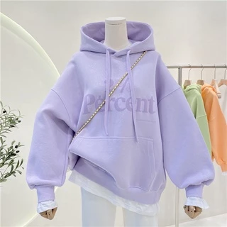 Áo Hoodie Giả Hai Lớp Dáng Rộng In Chữ Thời Trang Xuân Thu Phong Cách Mới Cho Nữ