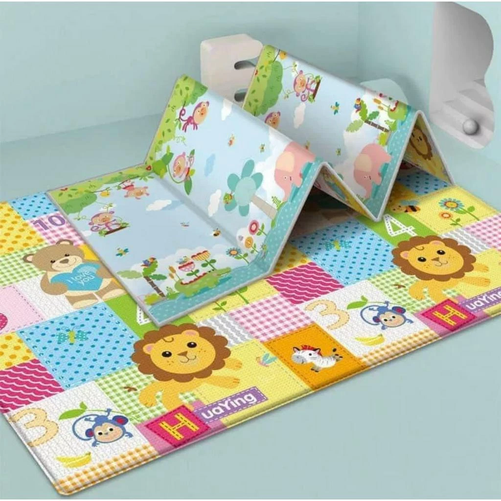 Thảm xốp cho bé XPE gấp gọn tấm lót trải sàn 2 mặt chống thấm chống trơn hàn quốc phủ silicon 1m8 2m