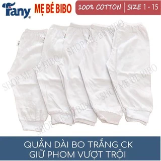 Chất đẹp Quần Dài Trắng Bo Cotton Hiệu Fany Cho Bé 0-10 tuổi Size (1-15)