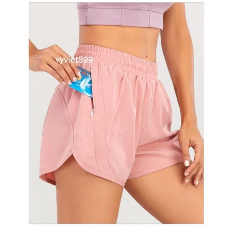 quần đùi thể thao 2 lớp nữ túi khóa 2 bên