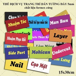 Album 20 Thẻ Cứng Trang Trí Các Dịch Vụ Quán Tóc, Nail, Mi, Tattoo Gắn Tường, Kính Làm Theo Yêu Cầu