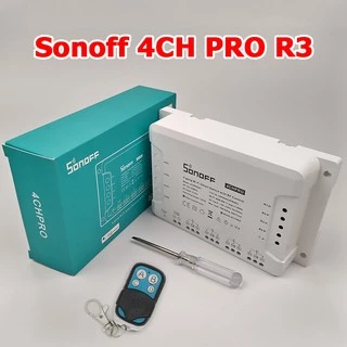 Sonoff 4CH Pro R3 + Remote - Công tắc thông minh 4 kênh, điều khiển từ xa bằng điện thoại qua mạng wifi