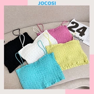 Áo bra nữ 2 dây có mút ngực phong cách croptop nhún cực đẹp và đáng yêu JOCOSI B8686