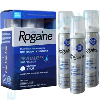 Set 3 Kem mọc tóc Nam Rogaine Minoxidil 5% Foam Dạng Bọt 60ml