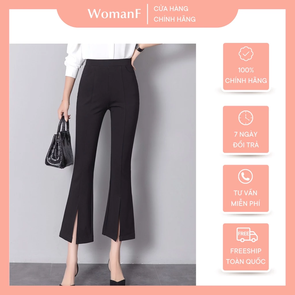 Quần ống loe nữ lưng cạp cao , xẻ gấu trước co giãn lên form đẹp legging bigsize vải Umi Hàn cao cấp dày dặn ( mã 211)