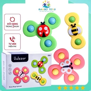 Bộ 3 đồ chơi con quay spinner hình côn trùng vui nhộn cho bé, đồ chơi nhựa an toàn RAMBO TOYS