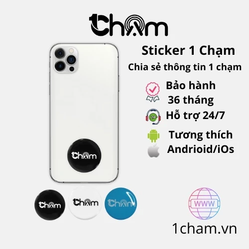 [Hủy Diệt] 1 Chạm sticker thông minh gắn điện thoại, chia sẻ thông tin cá nhân nhanh qua 1 lần Chạm