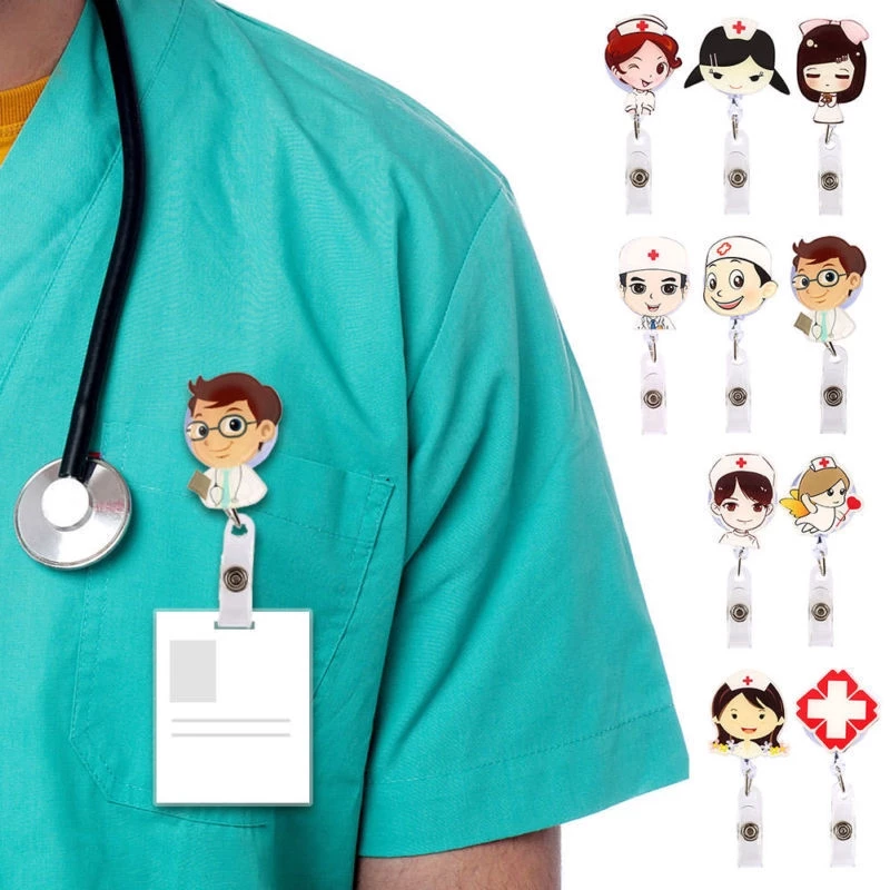Kẹp đeo bảng tên thiết kế hình y tá/ bác sĩ độc đáo dễ thương
