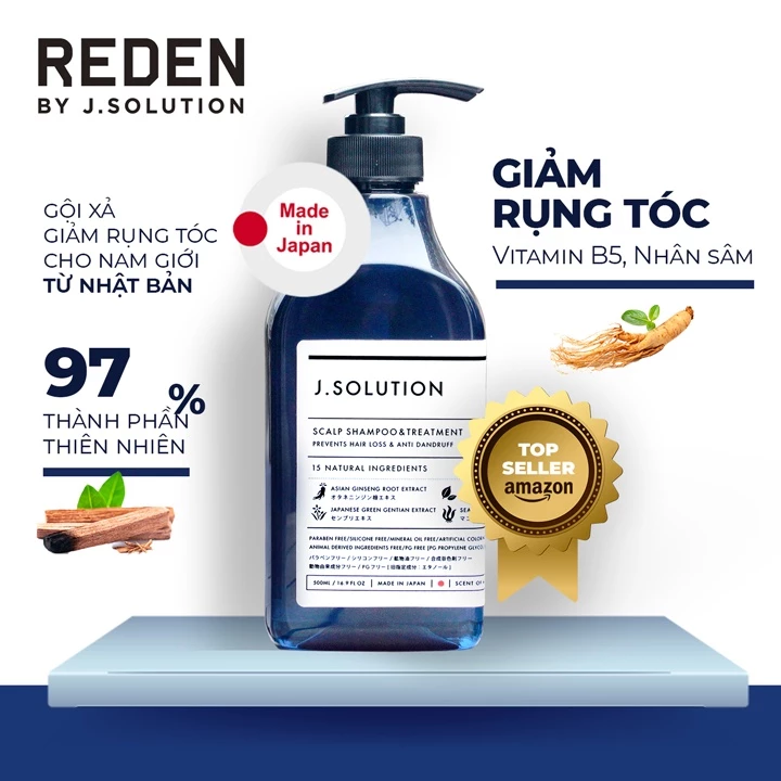 Dầu gội xả giảm rụng tóc cho nam với thành phần thiên nhiên cao cấp Nhật Bản REDEN by J.Solution 500ml