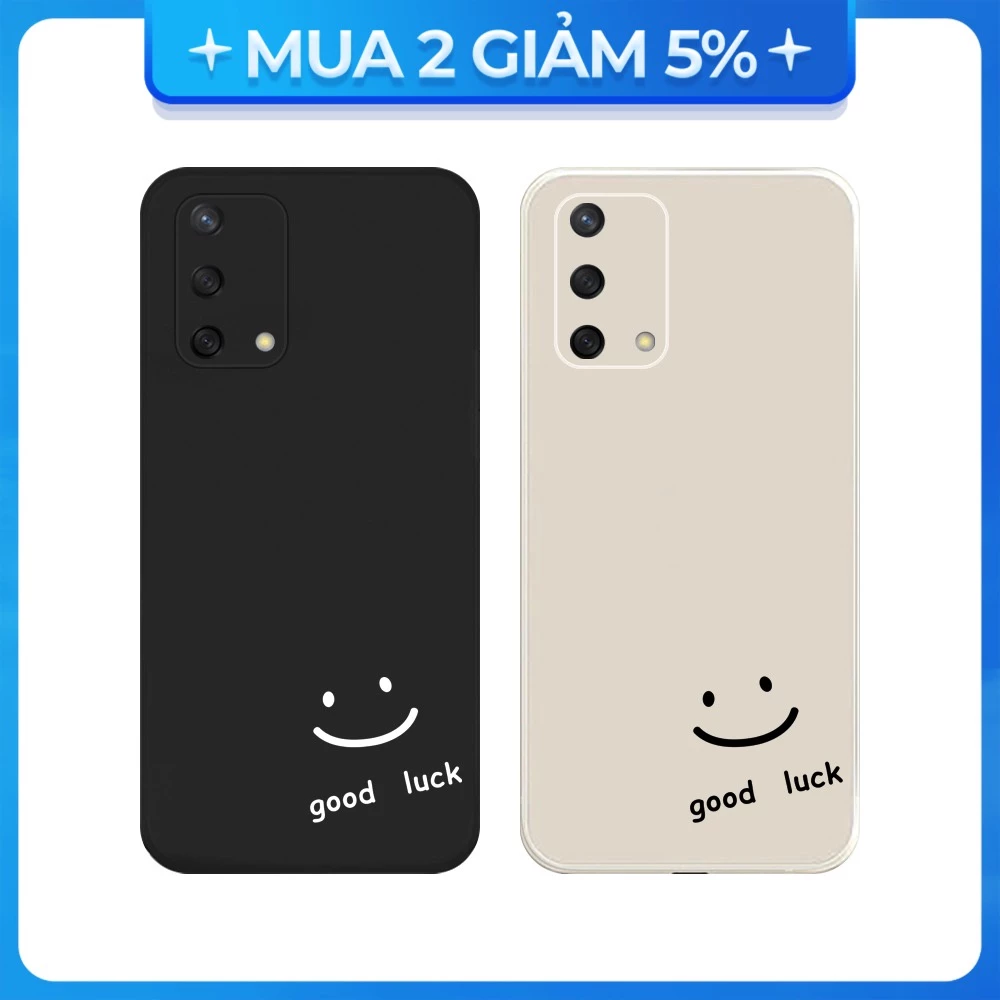 Ốp lưng cạnh vuông OPPO A1K/A5S/A74/A54/....viền bảo vệ camera hình Good Luck