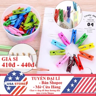 Set 2 Kẹp Gỗ Treo Ảnh, Treo Tranh Hàn Quốc - Kẹp Giấy Trang Trí Đa Năng Đầy Màu Sắc Size 3.5Cm