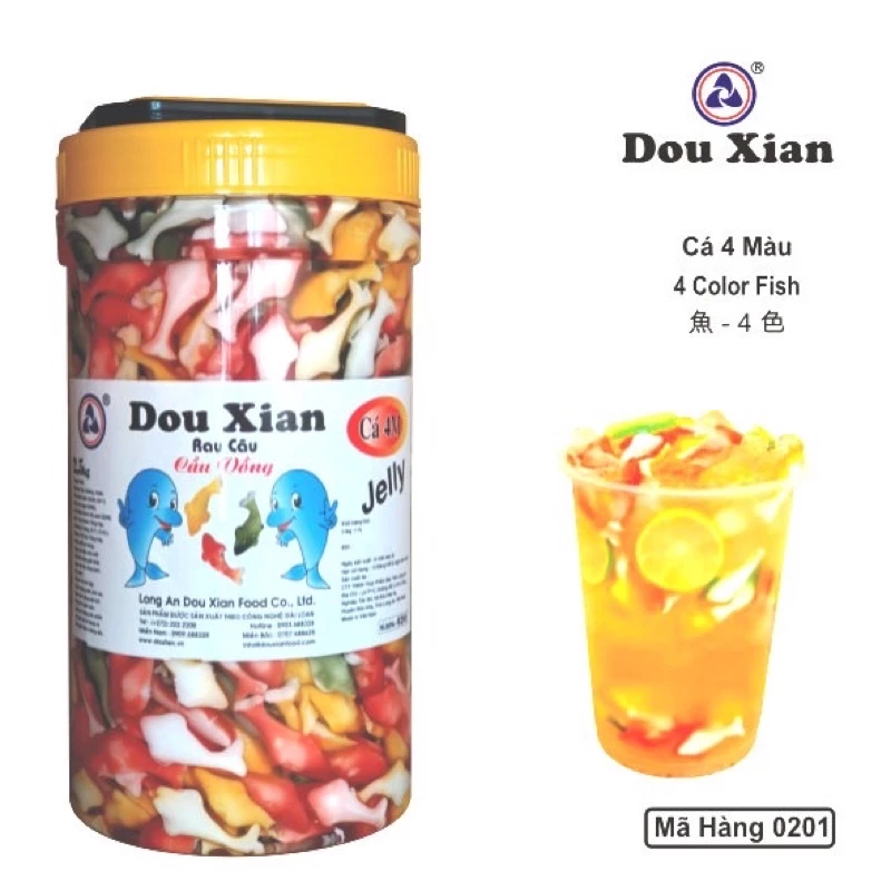 Thạch con cá 4 màu chai 300g