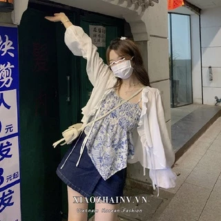Áo khoác cardigan XIAOZHAINV tay dài màu trơn thời trang mùa hè phong cách Hàn Quốc