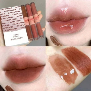 Hai đầu Lip Glaze Mirror Water Gloss Matte Lip Glaze Cốc chống dính Dễ dàng tô màu Dưỡng ẩm lâu trôi