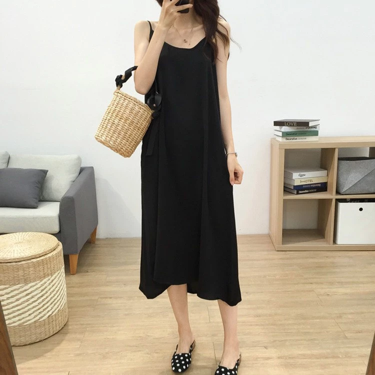 Váy 2 dây , đầm suông - Váy ngủ chất đũi trơn basic nữ nhiều màu mặc ở nhà hay đi biển cực xinh V286