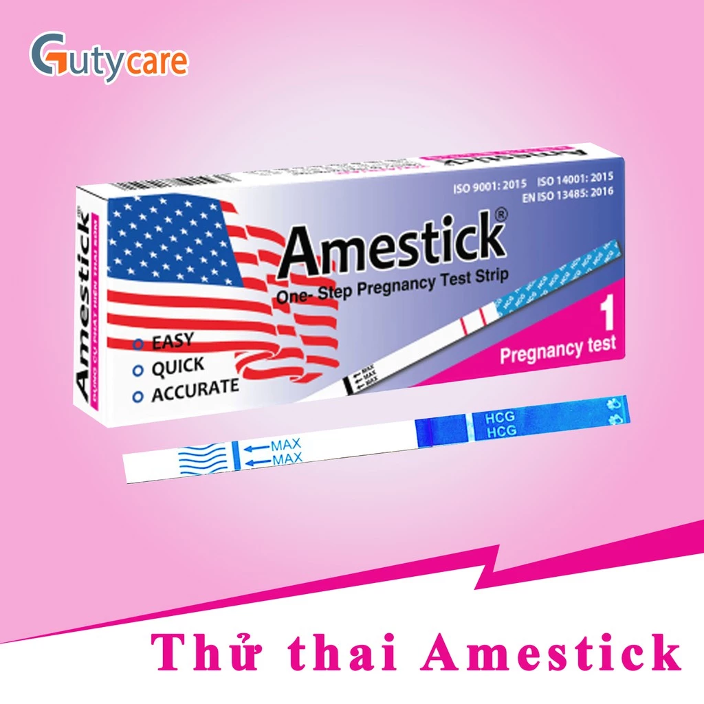 Que thử thai Amestick phát hiện thai sớm - nhanh chóng - đơn giản - chính xác - Hộp 1 que