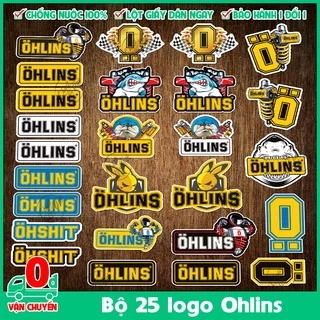 Combo 25 hình tem dán decal chống nước logo OHLINS trang trí dán xe máy, nón bảo hiểm,...