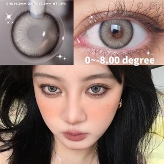 O2Girl len Beauty lens xám lens nâu Flagship Shop 2 miếng kính áp tròng màu xám nâu đường kính lớn tự nhiên năm ném nữ 14.2mm kính áp tròng sinh viên phi nhật ném trang điểm mỹ phẩm sản phẩm lens mắt