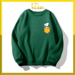 Áo sweater unisex in Snoopy túi dễ thương, size từ 40-70kg cho cả nam nữ có nhiều màu lựa chọn