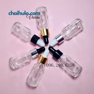 15ml - Lọ đựng serum,lọ đựng tinh dầu, mỹ phẩm, nước hoa thân thuỷ tinh trong suốt, nắp bóp giọt bền đẹp