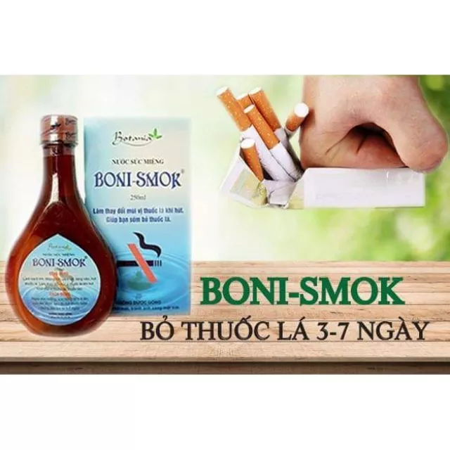 Nước súc miệng BONI SMOK  làm giảm mùi vị thuốc lá,thuốc lào sạch miệng ,viêm lợi