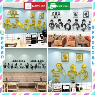 Tranh mica EPeBen dán tường nổi 3d hình quầy pha chế decor trang trí quán cafe, trà sữa