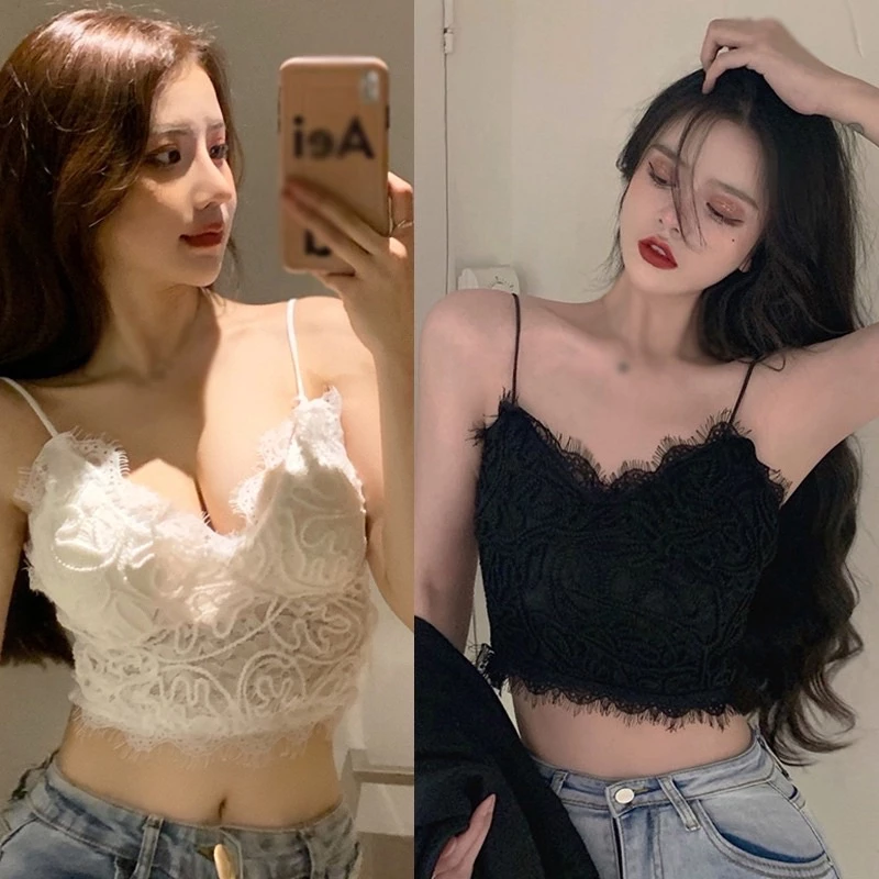 Áo Bra Ren Nổi 2 Dây Chun Lưng Co Giãn Hàng Thiết Kế, Áo lót nữ bra croptop ren nổi thừng mặc đa năng hot trend 2022