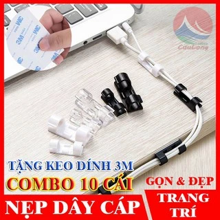 [10 CÁI] Nẹp Dây Cáp Máy Tính Dây Điện Trang Trí, Tặng Keo 3M Dính Chắc Chắn, nẹp kẹp dây cáp, nẹp trang trí đẹp