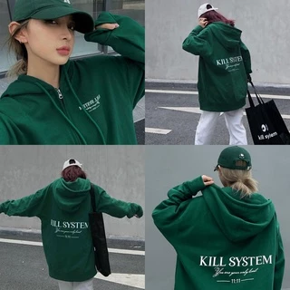 Áo khoác nỉ bông KILL SYSTEM Hoodie Zip Unisex nam nữ (Ảnh thật/Có sẵn)