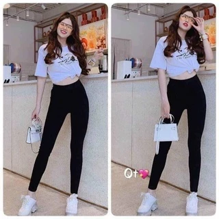 [XẢ KHO] Quần legging nữ dài cạp cao giữ nhiệt, vải thun ôm bó vải dày dặn (Freesize dưới 60kg)