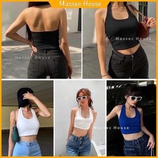 Áo Croptop Choàng Cổ Co Giãn MASSEC A10