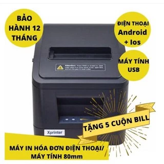 Máy in hóa đơn K80 WIFI, in bill chuyển nhiệt khổ 80mm tự động cắt giấy Xprinter V320N dùng cho điện thoại