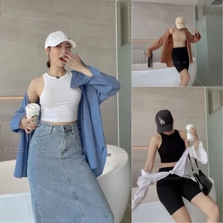 Áo ba lỗ croptop nữ thun tăm gân 3 màu, áo phông trơn ba lỗ trơn dáng ôm body co dãn cá tính