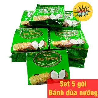 [Siêu ngon] Set 5 gói bánh dừa nướng Quảng Nam loại đặc biệt giòn thơm ngon loại 1 - Đồ ăn vặt - Super Mint