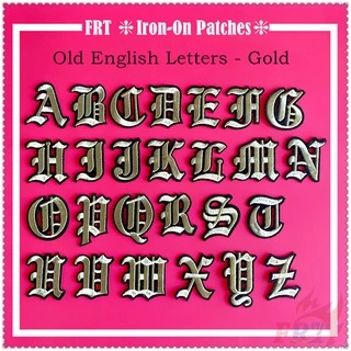 ✿ Old English Letters - Gold Iron-on Patch ✿ 1Pc Diy Sew on Iron on Badges Patches